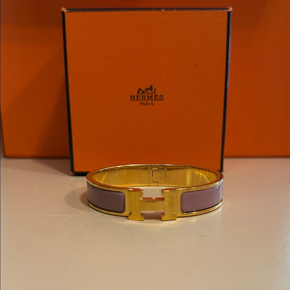 Hermes Gold and Purple Enamel Bracelet